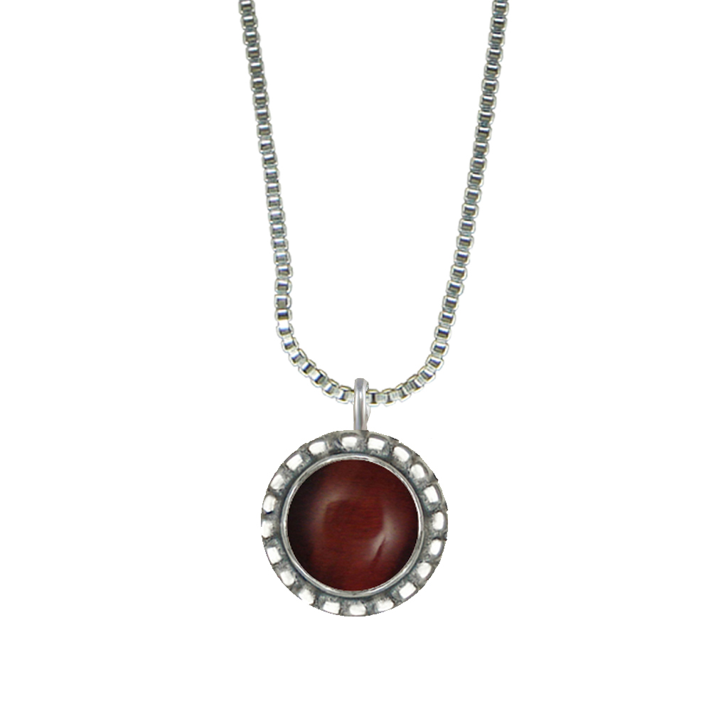Sterling Silver Little Red Tiger Eye Pendant Necklace